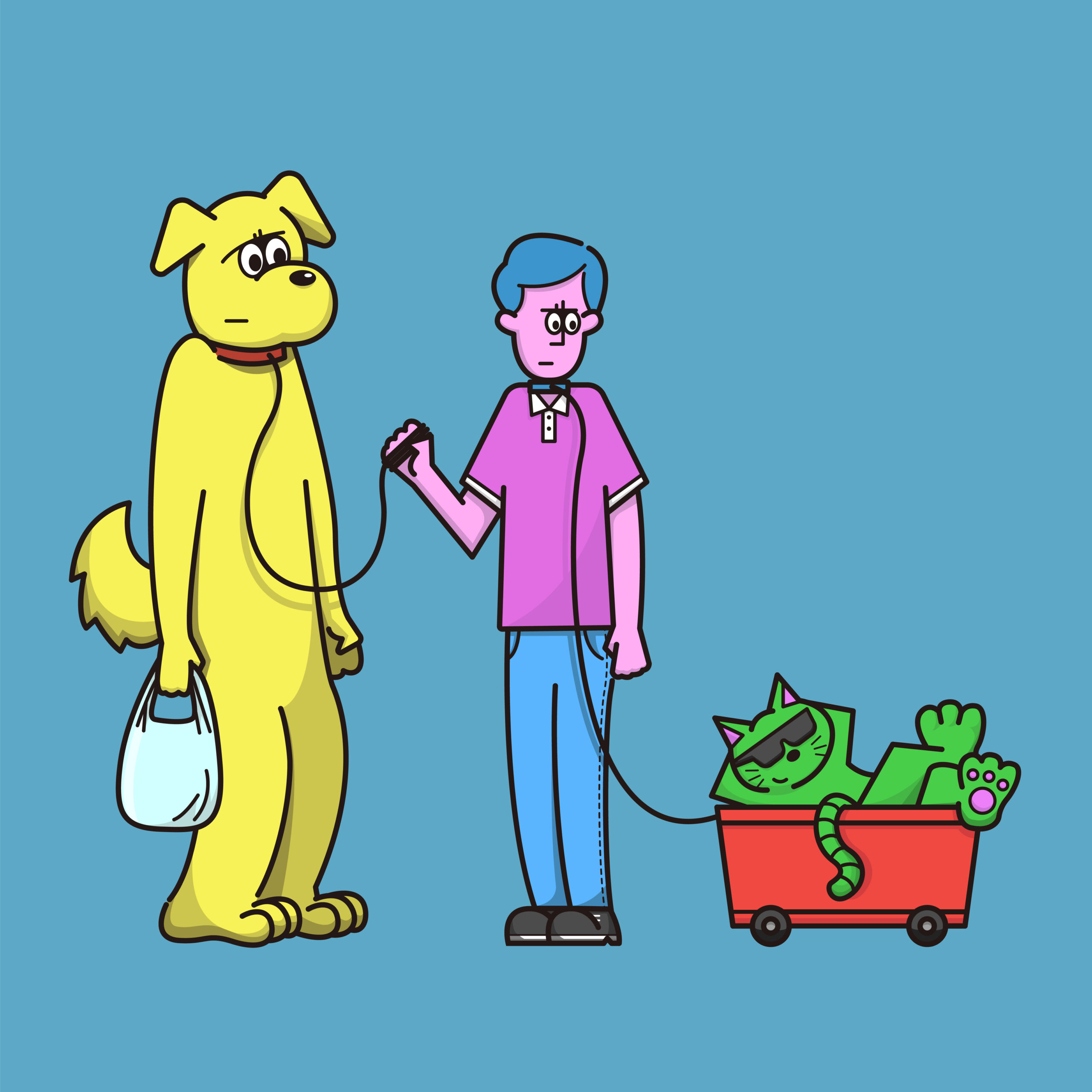 アメリカンポップイラスト オリジナル シンプル線画イラスト